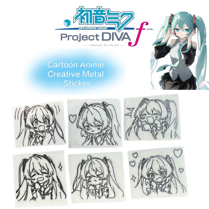 Headphone Parts - Stiker logam karakter anime kartun Hatsune