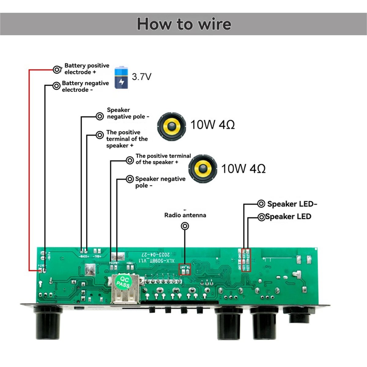 Diy Speaker - perbarui. Papan Amplifier 2X10W 3.7V Square