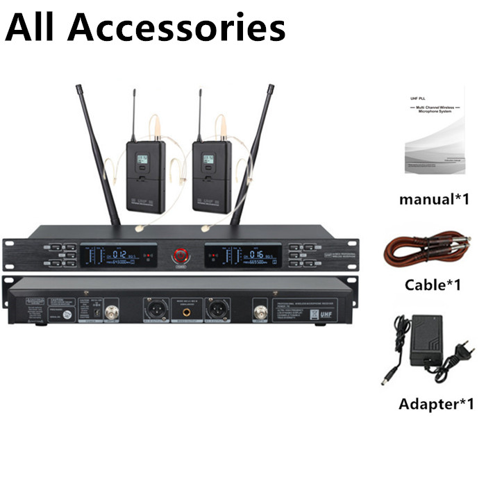Ribbon Microphone - 640-690MHz UR-2000-H Dual Channel Warna Hitam