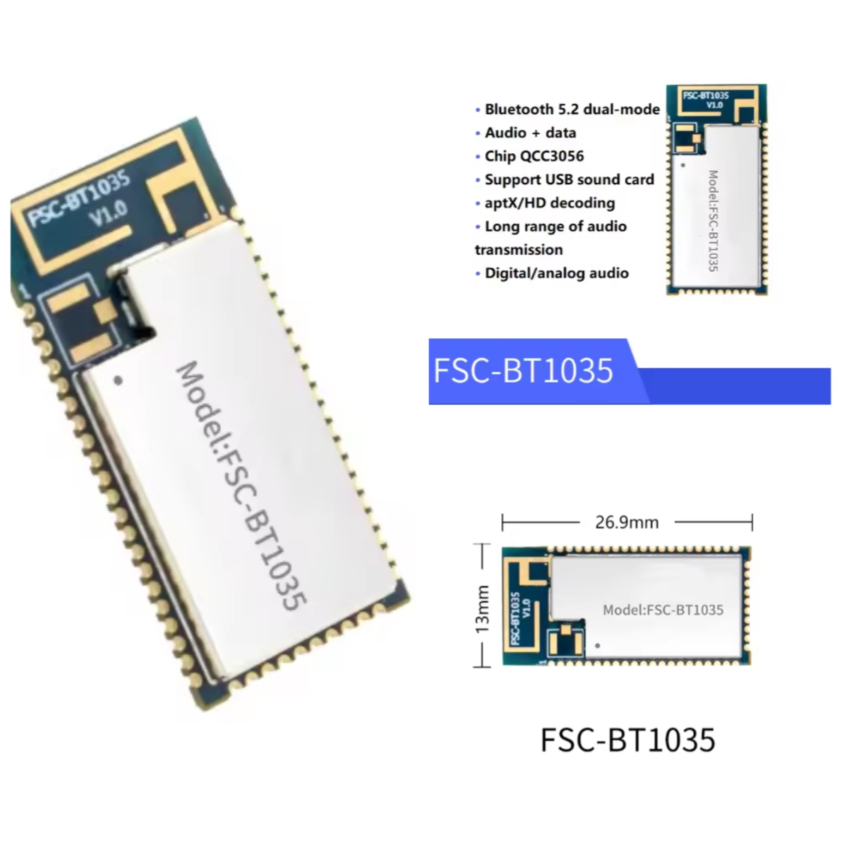 Usb Sound Card - Modul FSC-BT1035 dengan chip QCC3056, modul