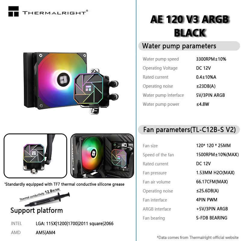 Heatsink Aluminum - Thermalright AQUA ELITE CPU 120 V3