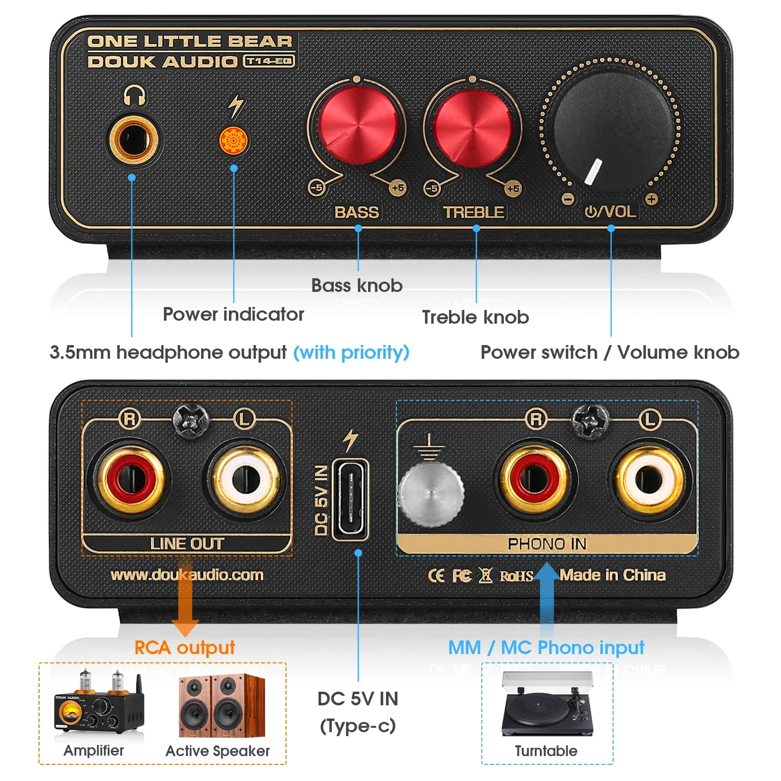 Douk T14-EQ Audio Stereo RIAA  - Passive Preamp ulasan dan harga