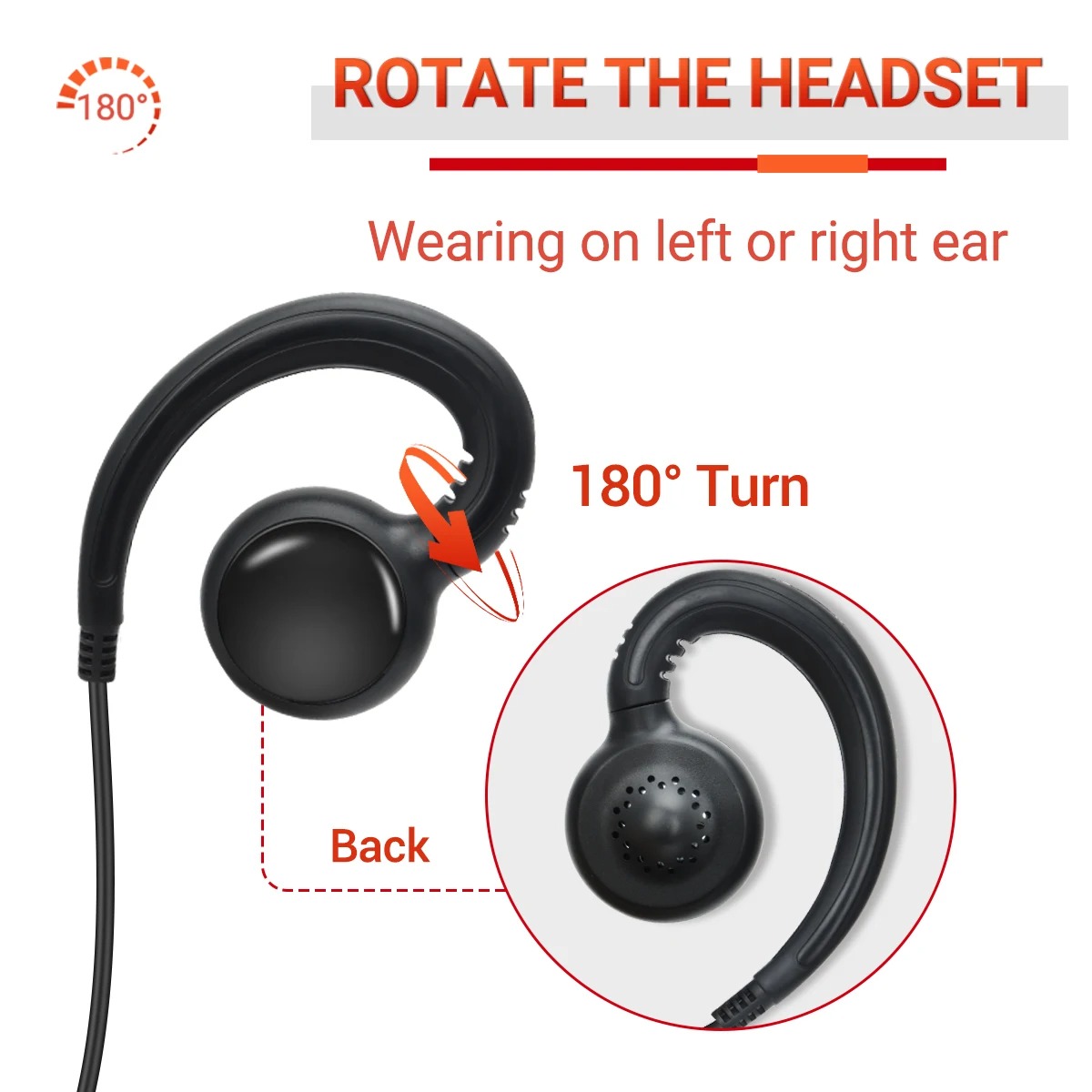 BAOFENG 2 Pin g-shape Ear Hook - Headphone Parts ulasan dan harga